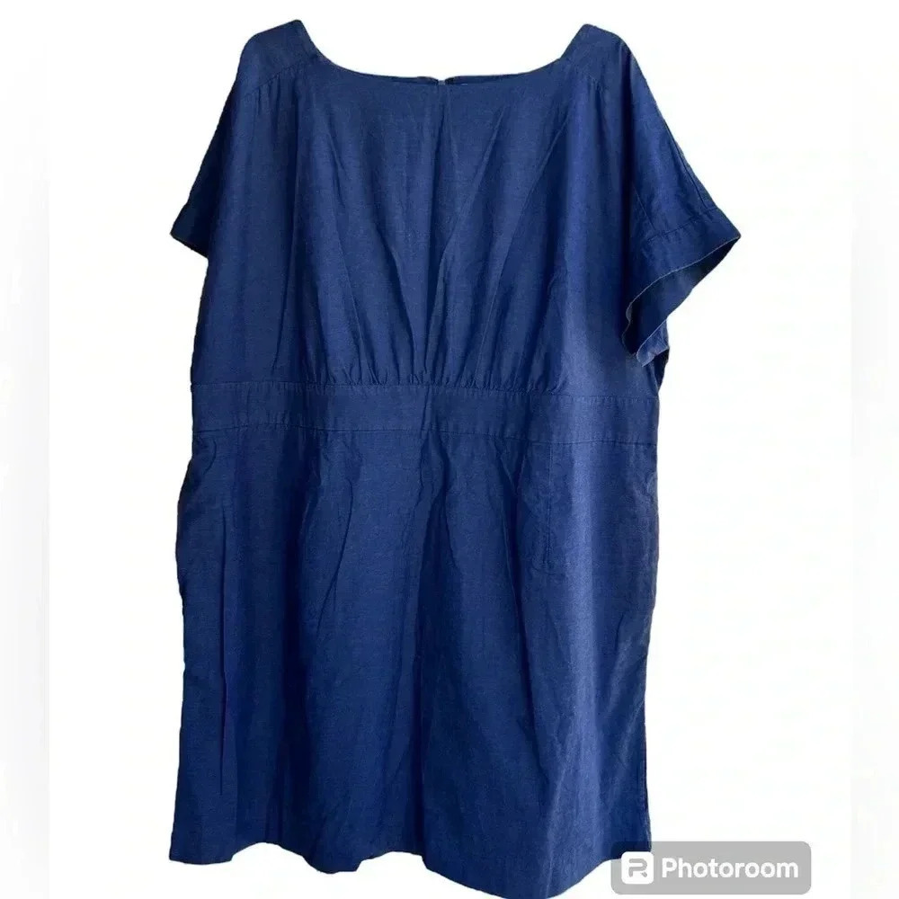 Monroe & Main Cotton Blend Blue Chambray Dress Lightweight Stretch Women 24W